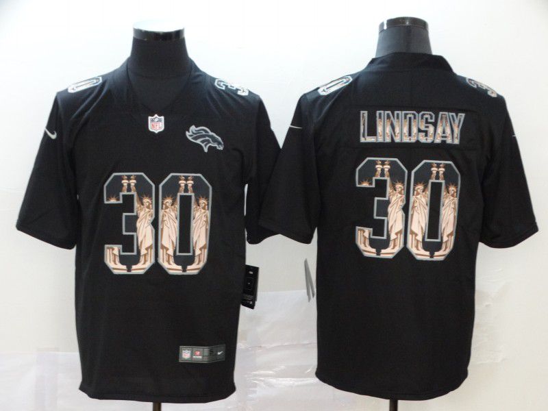 Men Denver Broncos #30 Lindsay Black Goddess fashion Edition Nike NFL Jerseys